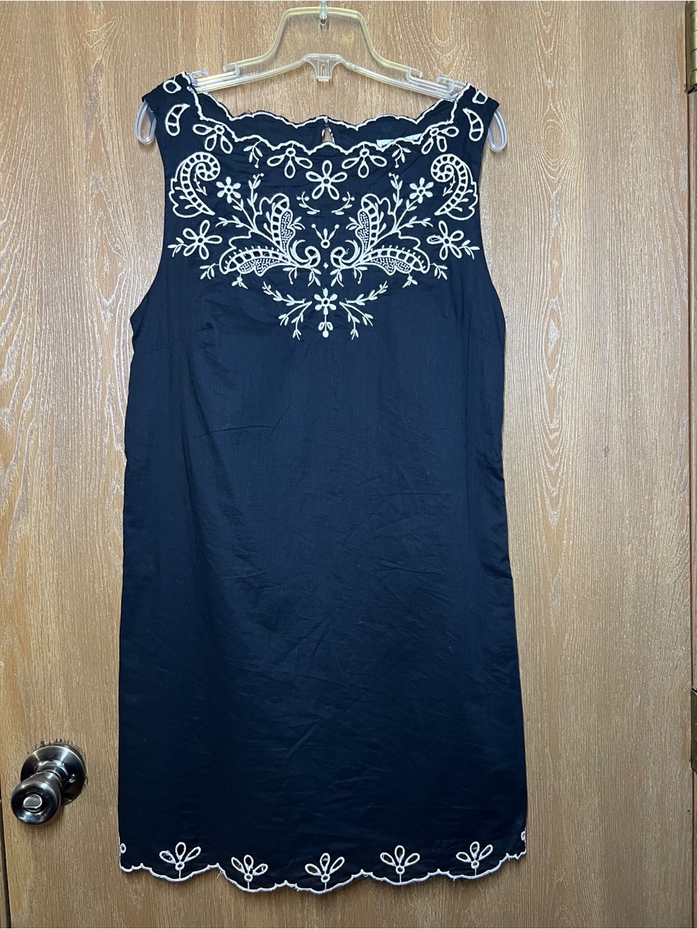 Abercrombie & Fitch Black Mini Dress Beige Embroidery Small NWT